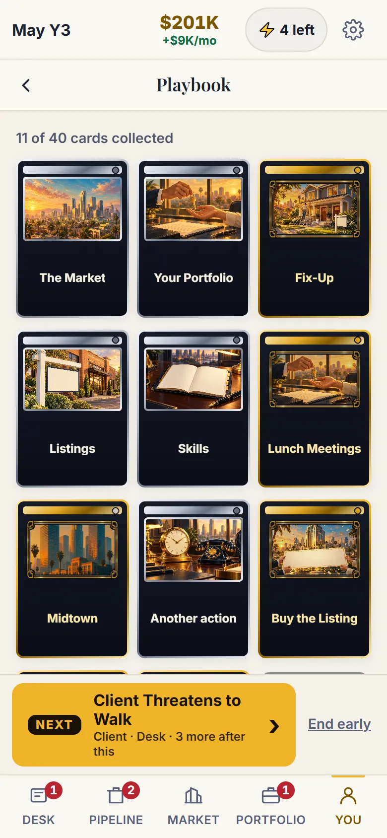The Playbook on the You tab: the unlock cards dealt so far, and the ones still face down